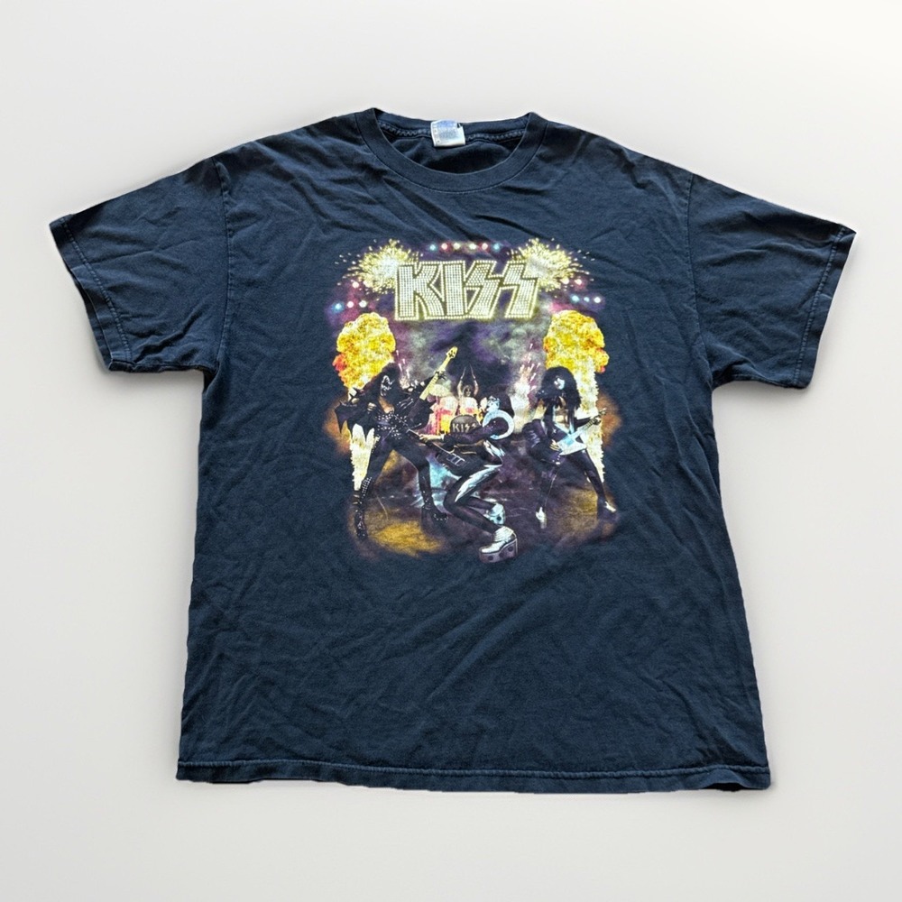 Vintage KISS Shirt Mens L Band Tee 2003 Y2K Rock Black Rockin'‎ in the USA